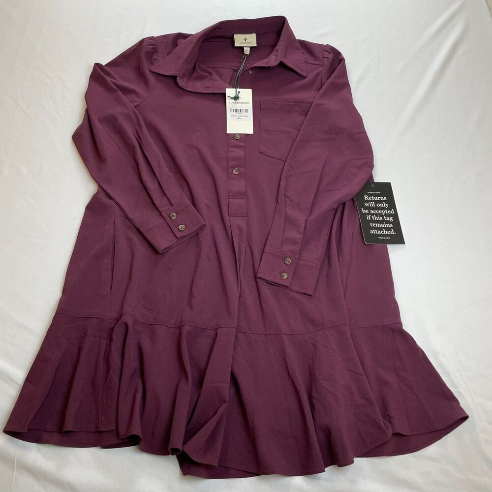 NWT Tuckernuck Wine Burgundy Knit Callahan Shirt Dress S